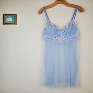 Auden Blue Lace Trim Chemise